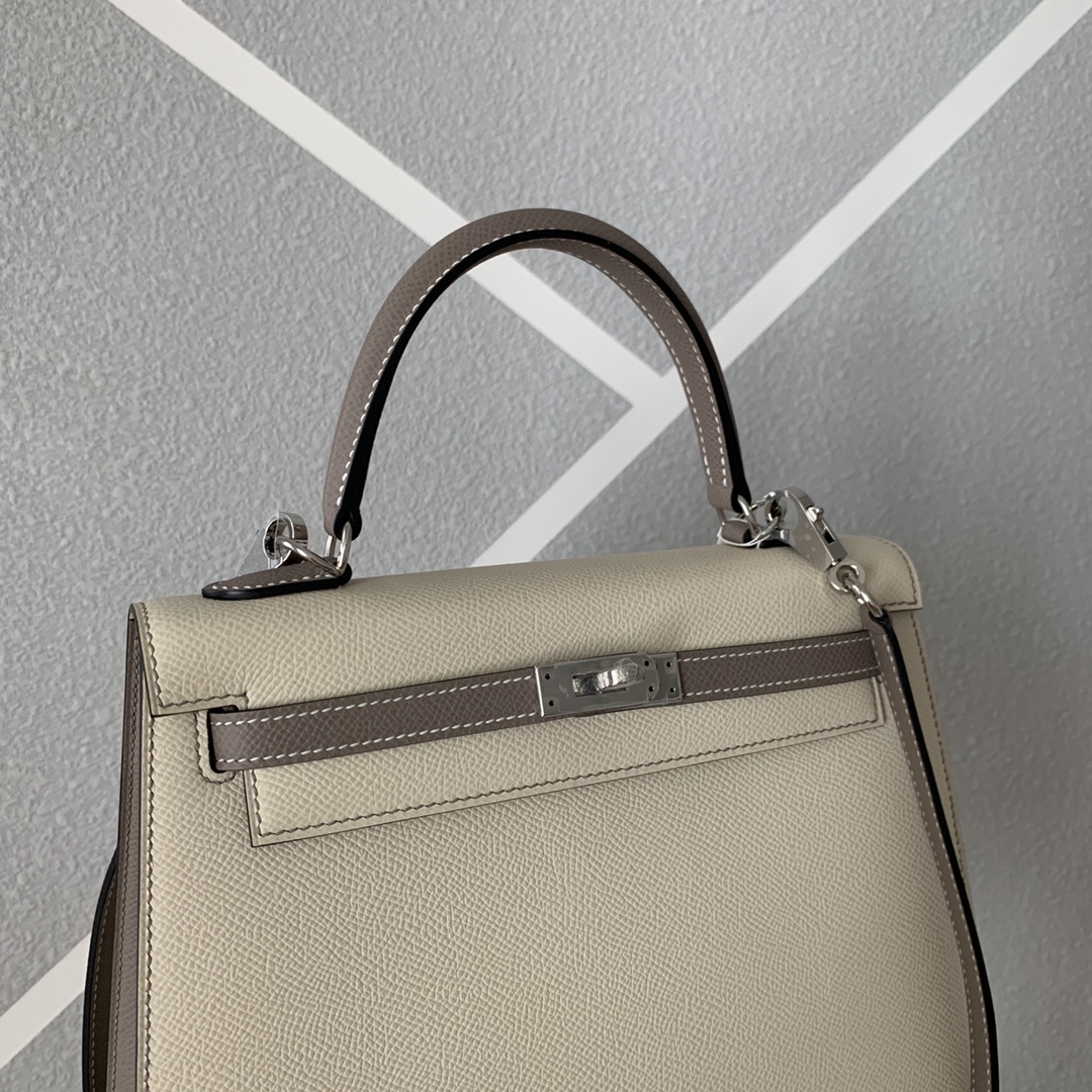 에르메스 켈리백25 화이트 에토프 은장 앱송